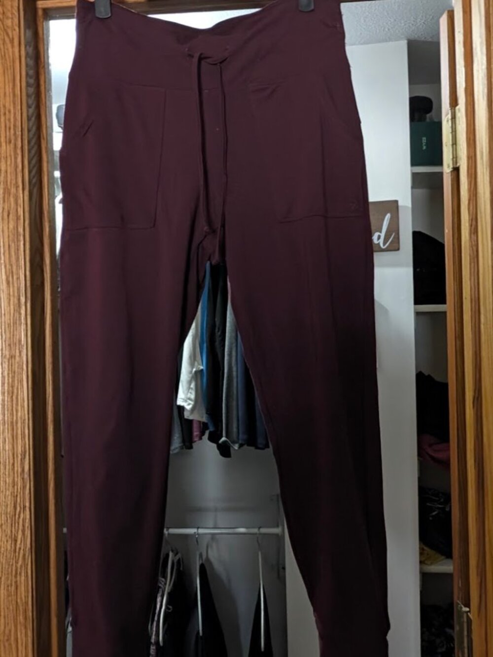 Maroon Drawstring Pocket Joggers Sweatpants Large, Preowned